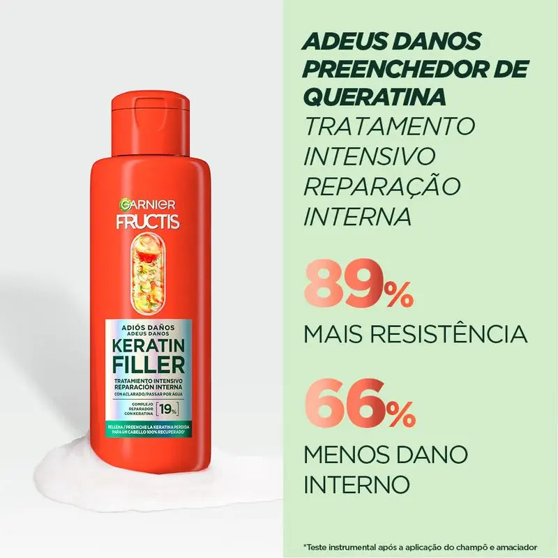 Garnier Fructis Keratin Filler Trattamento Intensivo Addio Danni Con Olio di Marula Per Capelli Danneggiati 200Ml