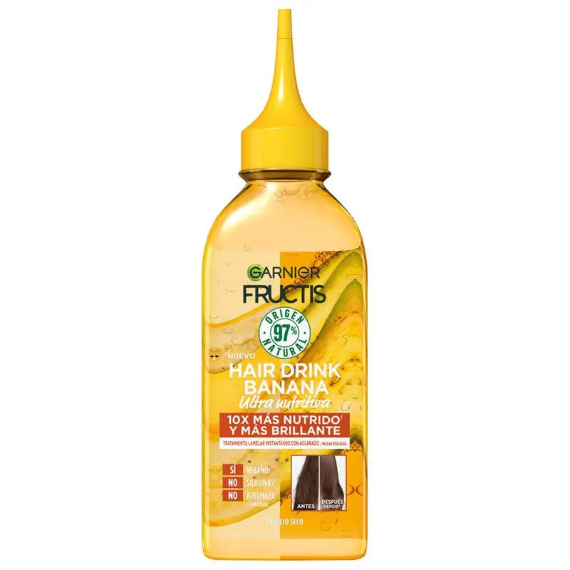 Garnier Fructis Hair Drink Banana Trattamento Lellare Ultra Nutriente. Capelli 10 volte più nutriti e brillanti, 200 ml