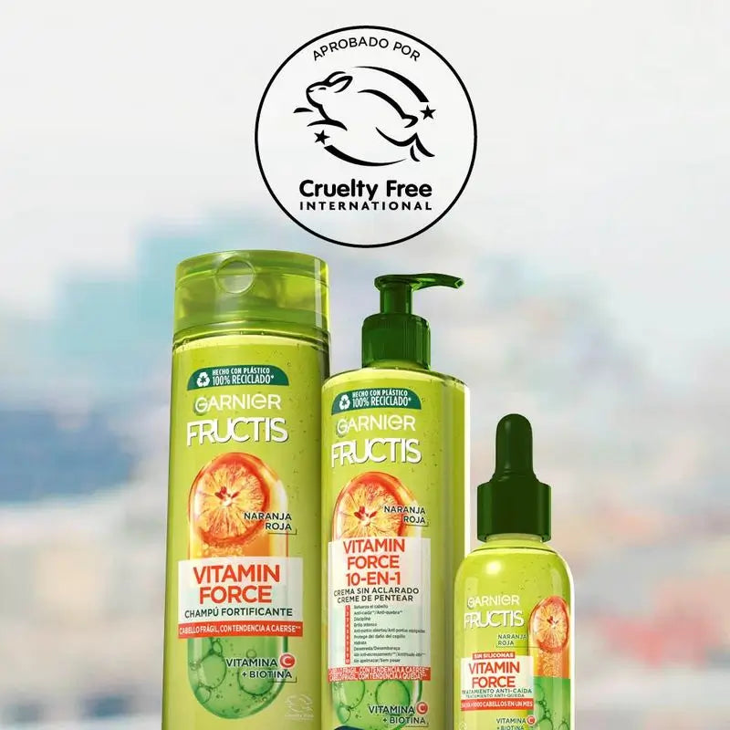 Garnier Fructis Vitamin Force Shampoo all'arancia rossa, vitamina C e biotina per capelli con tendenza alla caduta - 380 Ml