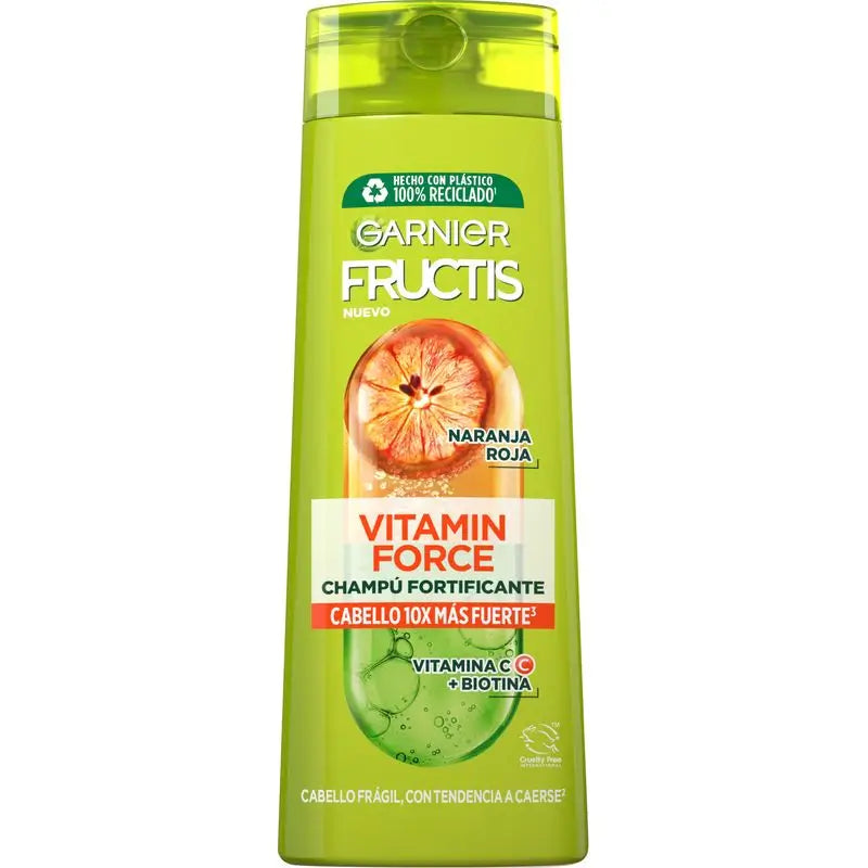 Garnier Fructis Vitamin Force Shampoo all'arancia rossa, vitamina C e biotina per capelli con tendenza alla caduta - 380 Ml