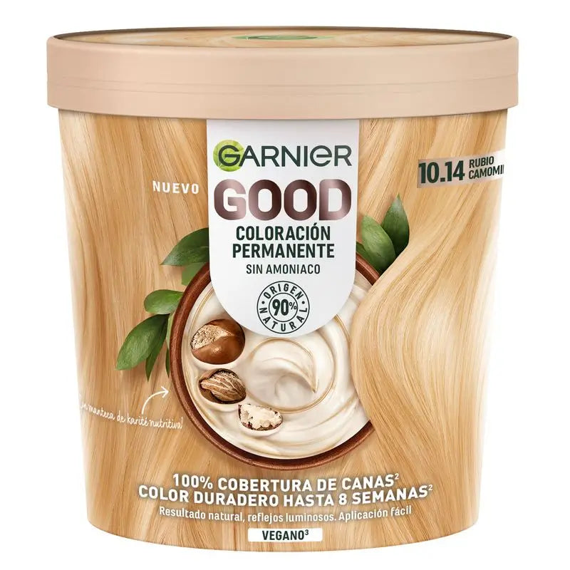 Garnier Good Colorazione Permanente Senza Ammoniaca, 90% Origine Naturale Tonalità 10.14 Biondo Camomilla.