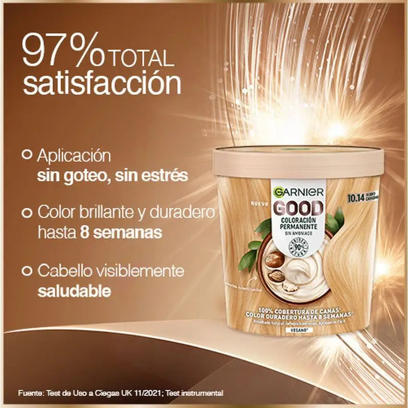 Garnier Good Colorazione Permanente Senza Ammoniaca, 90% Origine Naturale Tonalità 10.14 Biondo Camomilla.