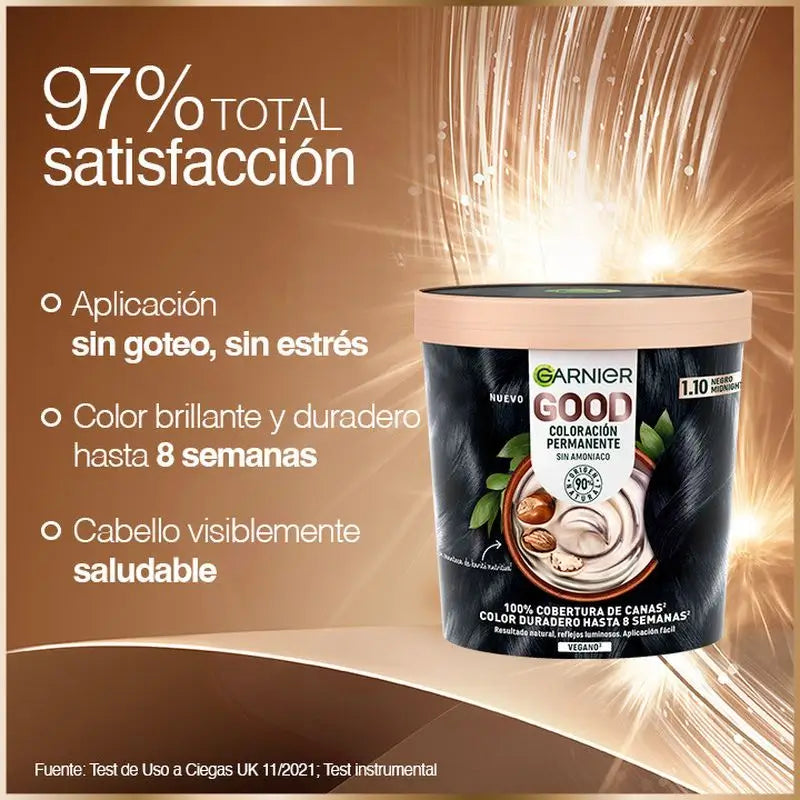 Garnier Good Colorazione permanente senza ammoniaca, 90% origine naturale Tonalità 1.10 Midnight Illusion