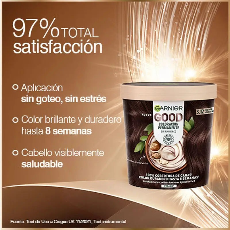 Garnier Good Colorazione Permanente Senza Ammoniaca, 90% Origine Naturale Tonalità 3.12 Castano Mirtillo.