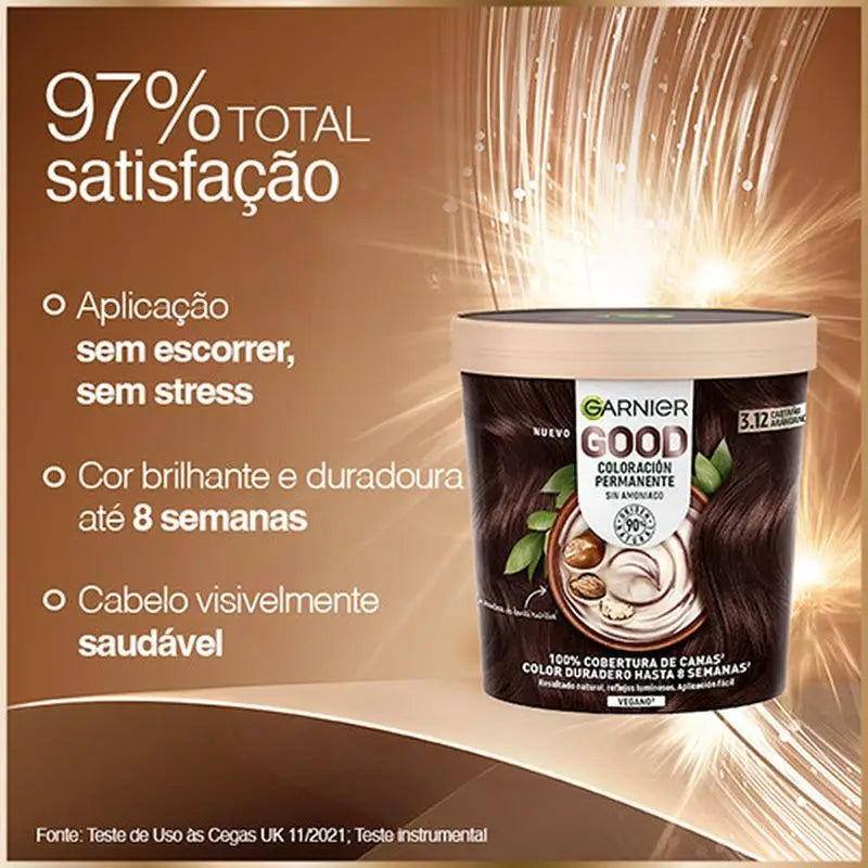 Garnier Good Colorazione Permanente Senza Ammoniaca, 90% Origine Naturale Tonalità 3.12 Castano Mirtillo.
