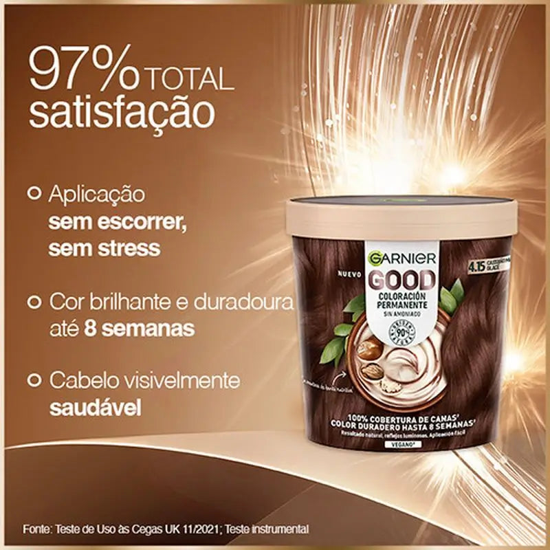 Garnier Good Colorazione Permanente Senza Ammoniaca, 90% Origine Naturale Tonalità 4.15 Castano Glacé.
