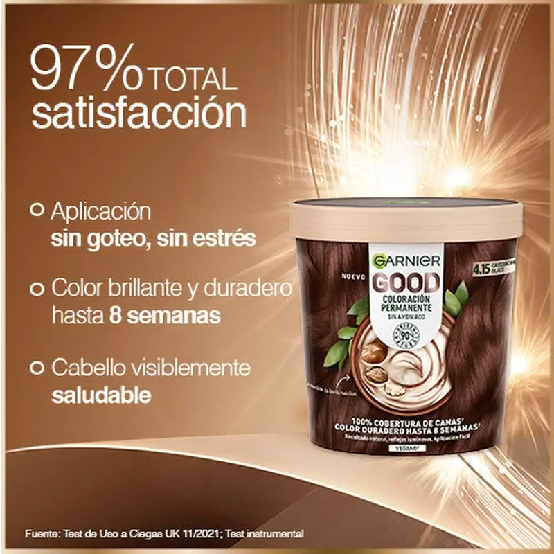 Garnier Good Colorazione Permanente Senza Ammoniaca, 90% Origine Naturale Tonalità 4.15 Castano Glacé.