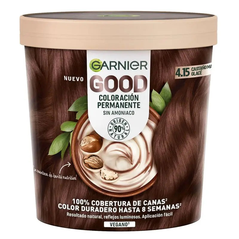 Garnier Good Colorazione Permanente Senza Ammoniaca, 90% Origine Naturale Tonalità 4.15 Castano Glacé.