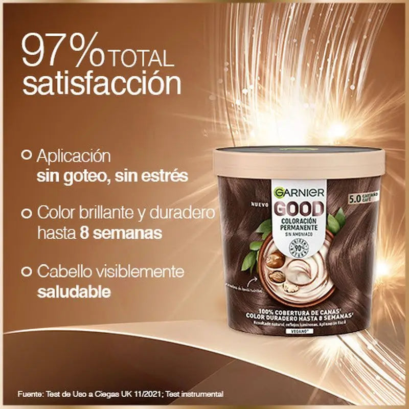 Garnier Good Colorazione Permanente Senza Ammoniaca, 90% Origine Naturale Tonalità 5.0 Marrone Castano.