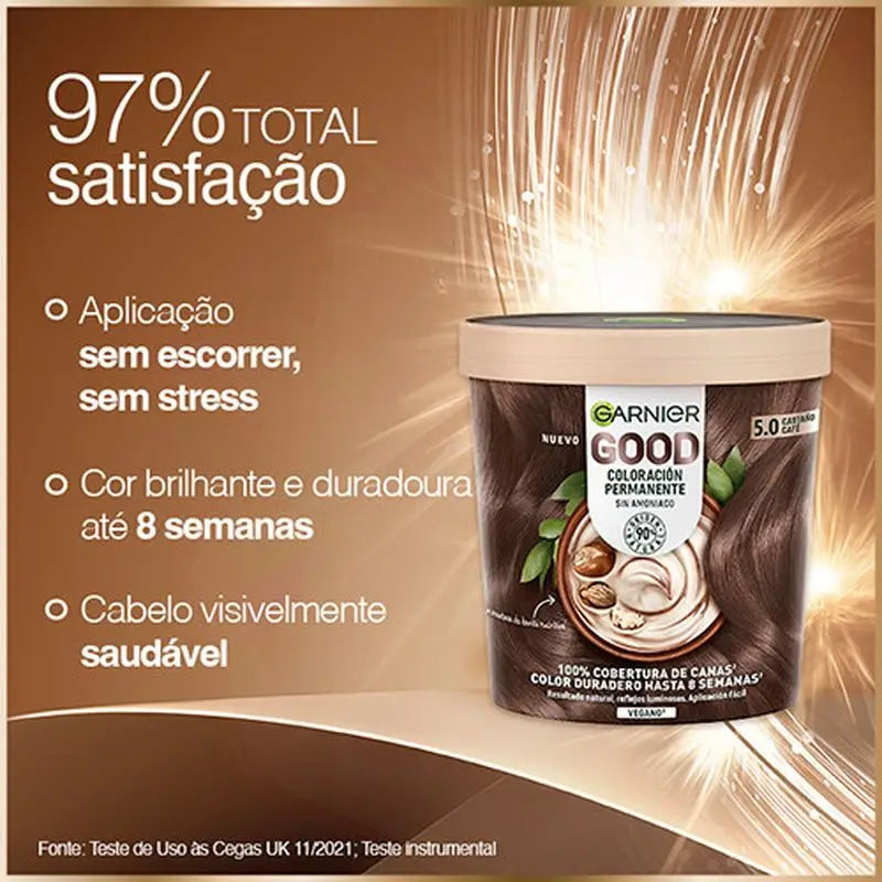 Garnier Good Colorazione Permanente Senza Ammoniaca, 90% Origine Naturale Tonalità 5.0 Marrone Castano.