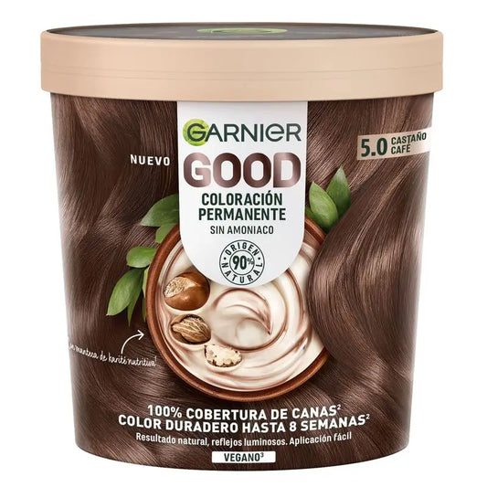 Garnier Good Colorazione Permanente Senza Ammoniaca, 90% Origine Naturale Tonalità 5.0 Marrone Castano.