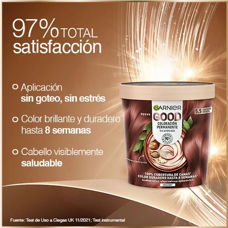 Garnier Good Colorazione Permanente Senza Ammoniaca, 90% Origine Naturale Tonalità 5.5 Castano Ciliegia