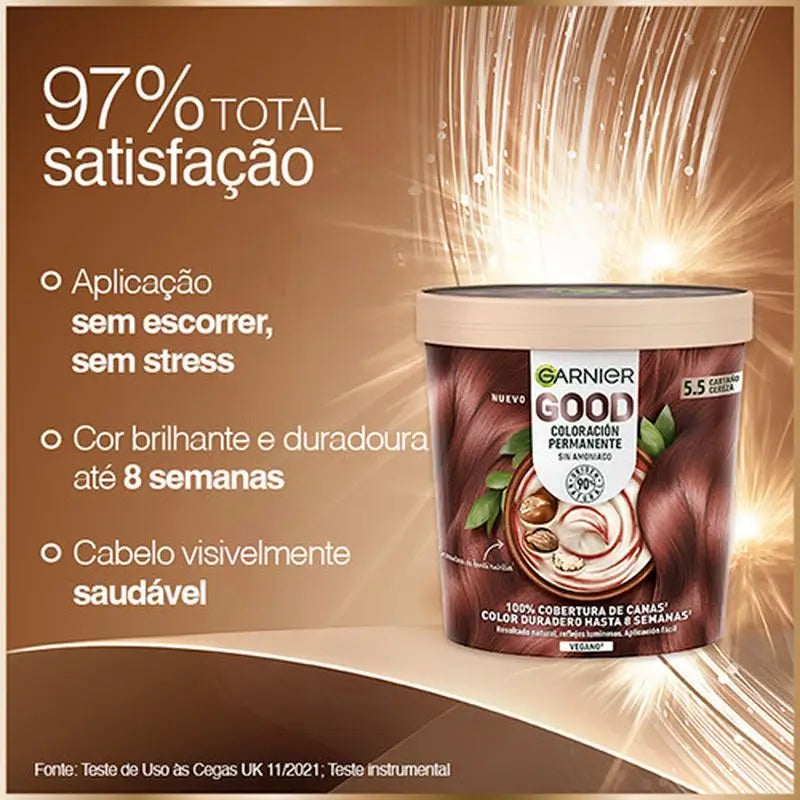 Garnier Good Colorazione Permanente Senza Ammoniaca, 90% Origine Naturale Tonalità 5.5 Castano Ciliegia