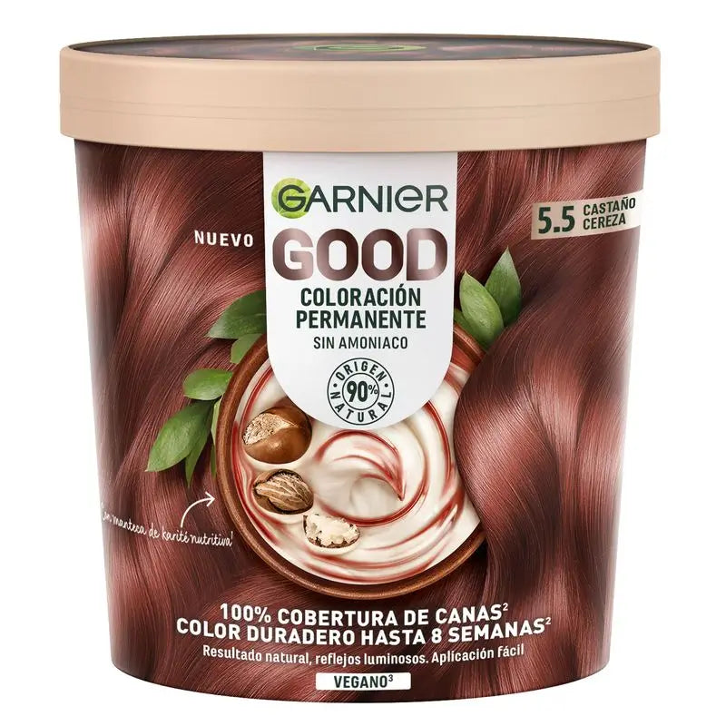 Garnier Good Colorazione Permanente Senza Ammoniaca, 90% Origine Naturale Tonalità 5.5 Castano Ciliegia