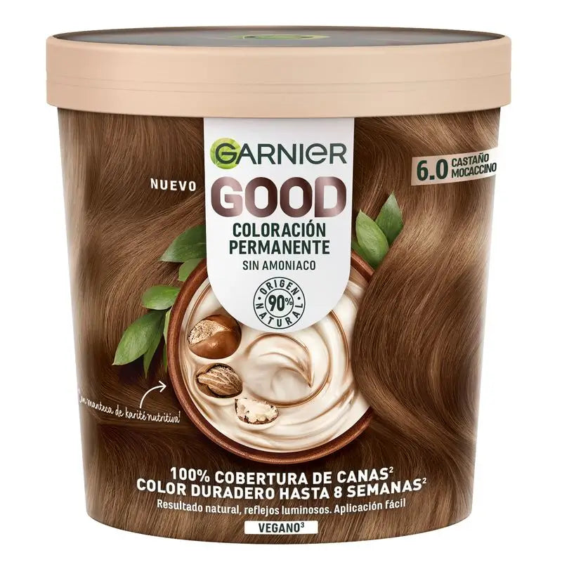 Garnier Good Colorazione permanente, senza ammoniaca, 90% origine naturale Tonalità 6.0 Mocaccino.