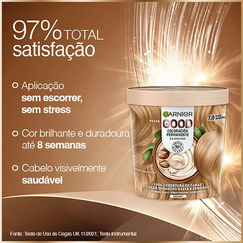 Garnier Good Colorazione Permanente Senza Ammoniaca, 90% Origine Naturale Tonalità 7.0 Biondo Mandorla.
