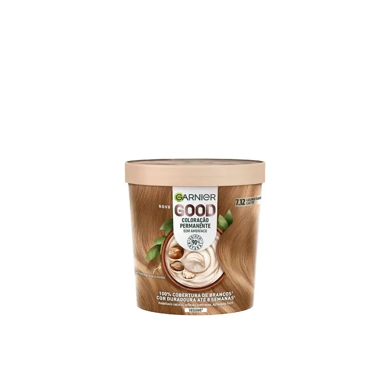 Garnier Good Colorazione Permanente Senza Ammoniaca, 90% Origine Naturale Tonalità 7.12 Café Latte Blonde.