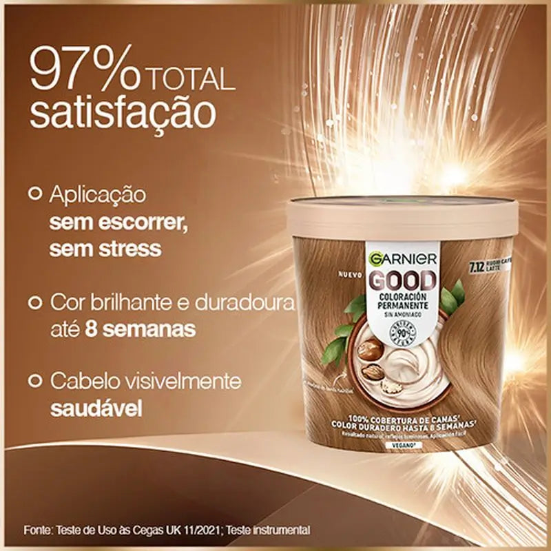 Garnier Good Colorazione Permanente Senza Ammoniaca, 90% Origine Naturale Tonalità 7.12 Café Latte Blonde.