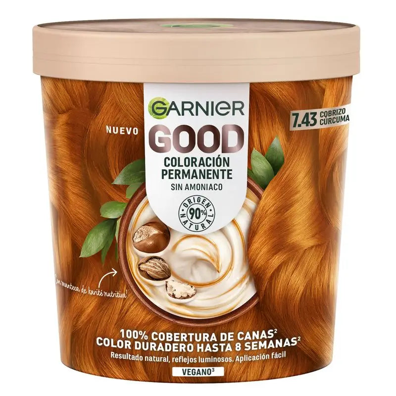 Garnier Good Colorazione Permanente Senza Ammoniaca, 90% Origine Naturale Tonalità 7.43 Curcuma Rame.