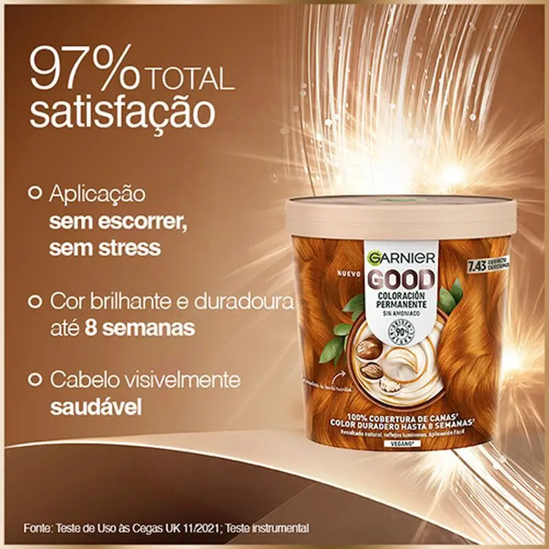 Garnier Good Colorazione Permanente Senza Ammoniaca, 90% Origine Naturale Tonalità 7.43 Curcuma Rame.