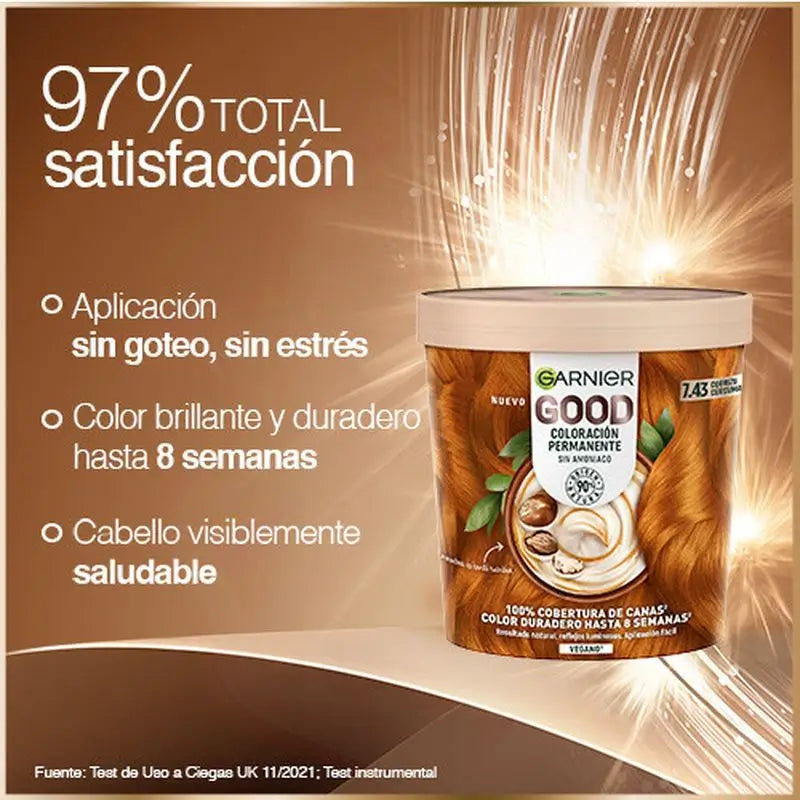 Garnier Good Colorazione Permanente Senza Ammoniaca, 90% Origine Naturale Tonalità 7.43 Curcuma Rame.