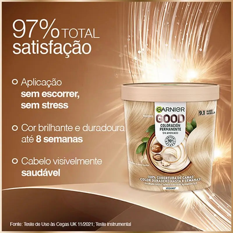 Garnier Good Colorazione Permanente Senza Ammoniaca, 90% Origine Naturale Tonalità 9.1 Biondo Vaniglia.