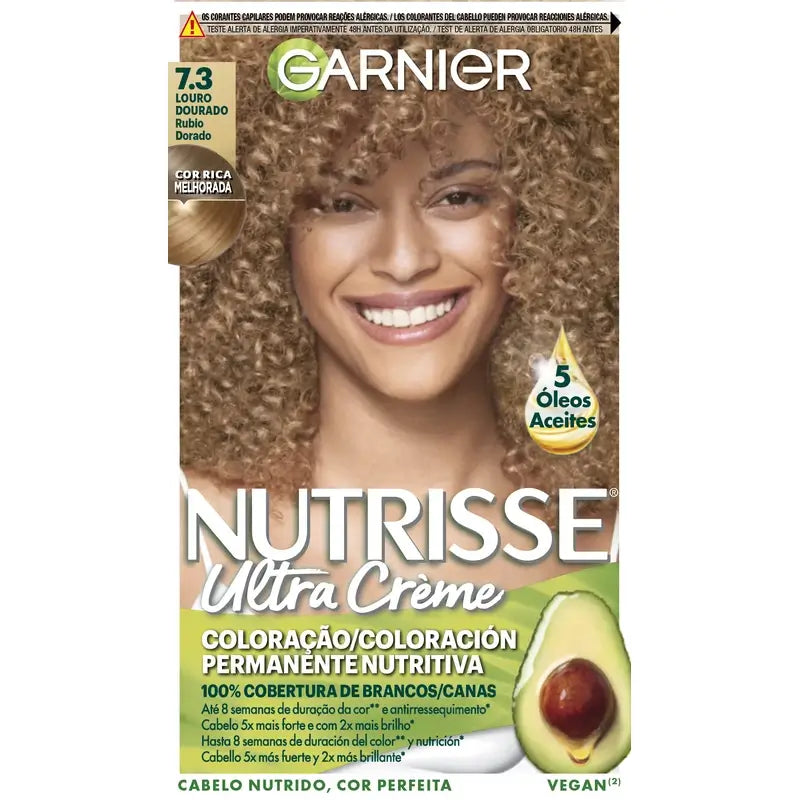 Garnier Nutrisse Biondo Dorato Colore Permanente per Capelli Tonalità 7,3 , 160 ml