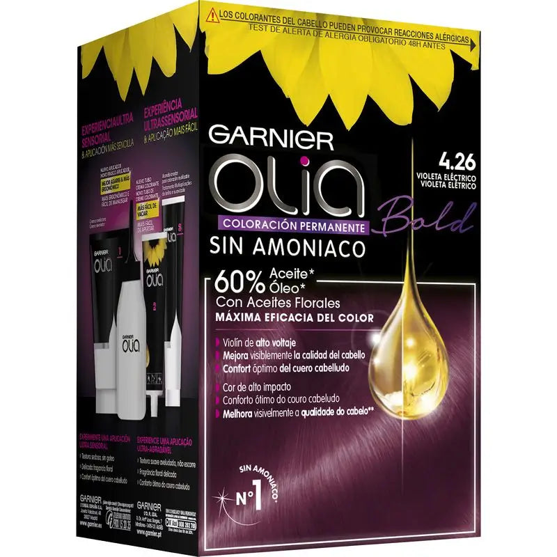 Garnier Olia Colorazione Permanente Senza Ammoniaca, Profumo Piacevole Con Oli Floreali Naturali - Bold Violet Electric 4.26