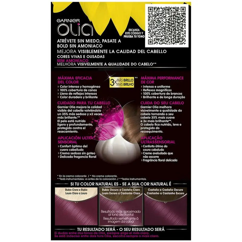 Garnier Olia Colorazione Permanente Senza Ammoniaca, Profumo Piacevole Con Oli Floreali Naturali - Bold Violet Electric 4.26