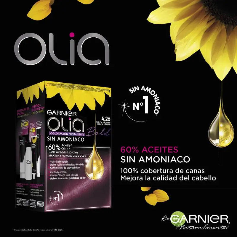 Garnier Olia Colorazione Permanente Senza Ammoniaca, Profumo Piacevole Con Oli Floreali Naturali - Bold Violet Electric 4.26