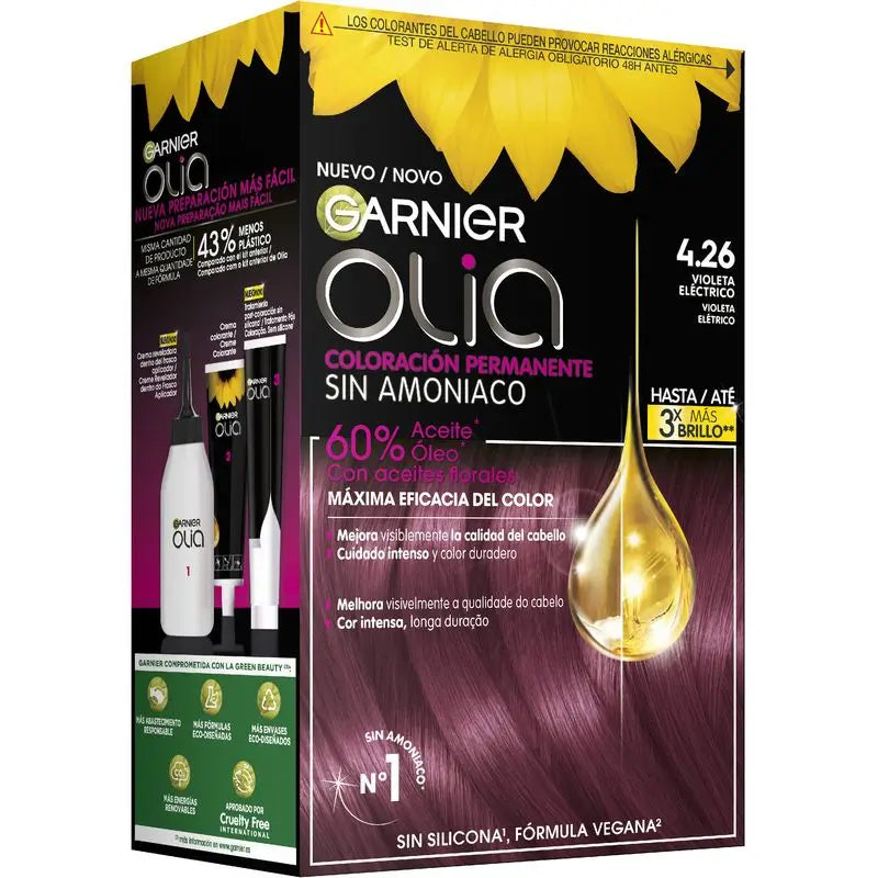 Garnier Olia Colorazione Permanente Senza Ammoniaca, Profumo Piacevole Con Oli Floreali Naturali - Bold Violet Electric 4.26