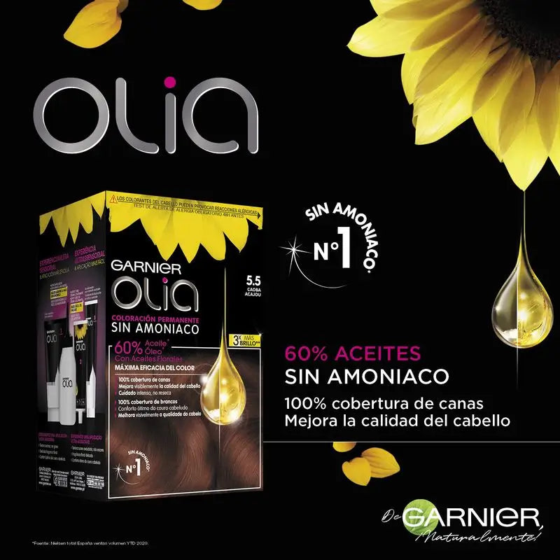 Garnier Olia Colorazione Permanente Senza Ammoniaca Per Un Profumo Piacevole Con Oli Floreali Naturali - Mogano 5,5