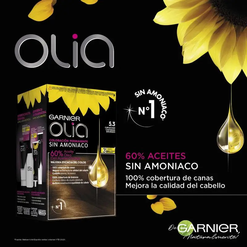 Garnier Olia Colorazione Permanente Senza Ammoniaca Dal Profumo Piacevole Con Oli Floreali Naturali - Cappuccino 5.3