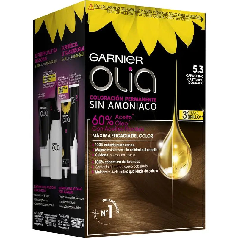 Garnier Olia Colorazione Permanente Senza Ammoniaca Dal Profumo Piacevole Con Oli Floreali Naturali - Cappuccino 5.3