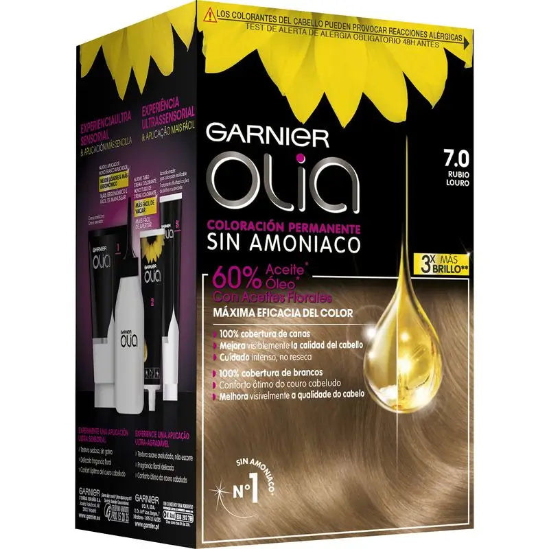 Garnier Olia Colorazione Permanente Senza Ammoniaca Per Un Profumo Piacevole Con Oli Floreali Naturali - Biondo 7.0