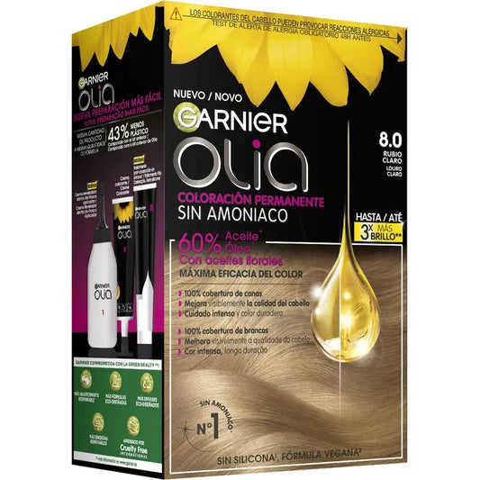 Garnier Olia Colorazione Permanente Senza Ammoniaca Per Un Profumo Piacevole Con Oli Floreali Naturali - Biondo Chiaro 8.0