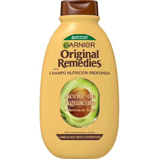 Garnier Original Remedies Shampoo all'olio di avocado e burro di karité per capelli indisciplinati e crespi 600 Ml