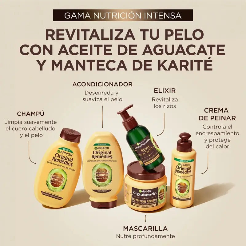 Garnier Original Remedies Shampoo all'olio di avocado e burro di karité per capelli indisciplinati e crespi 600 Ml