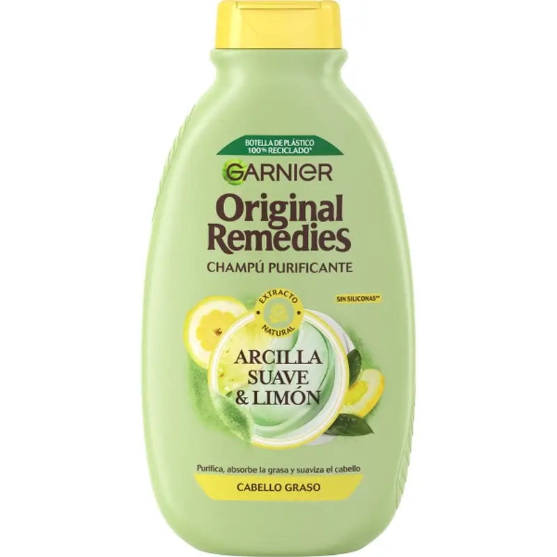 Garnier Original Remedies Shampoo delicato all'argilla e al limone per capelli grassi - 300 Ml