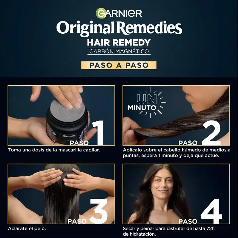Garnier Original Remedies Maschera idratante al carbone magnetico per i capelli