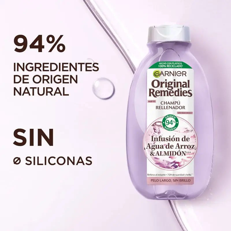 Garnier Original Remedies Shampoo ricostituente all'acqua di riso per capelli lunghi e privi di lucentezza