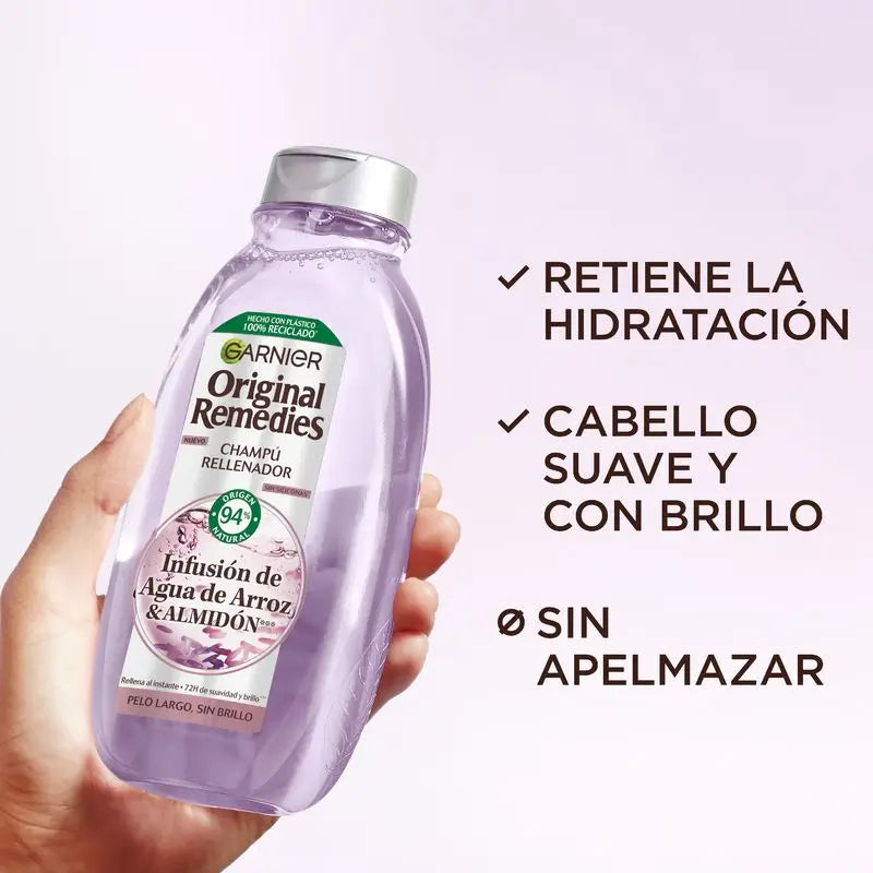Garnier Original Remedies Shampoo ricostituente all'acqua di riso per capelli lunghi e privi di lucentezza