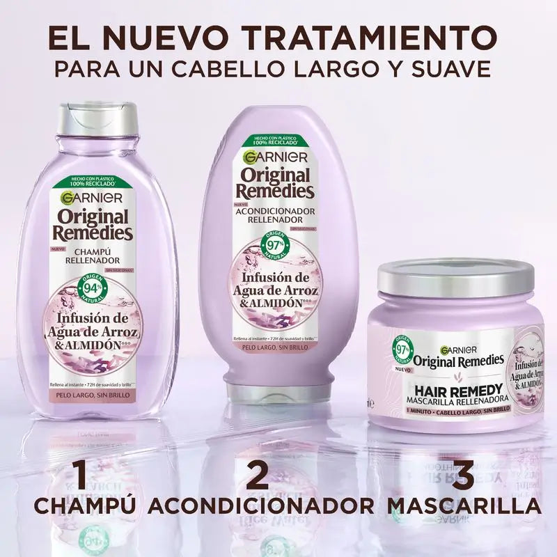 Garnier Original Remedies Shampoo ricostituente all'acqua di riso per capelli lunghi e privi di lucentezza