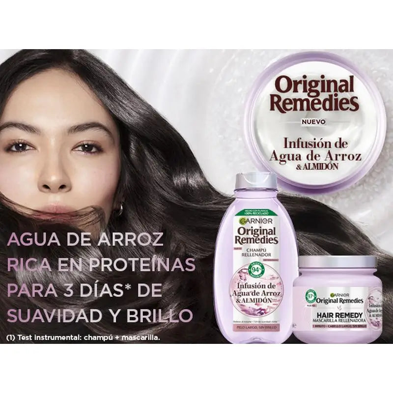 Garnier Original Remedies Shampoo ricostituente all'acqua di riso per capelli lunghi e privi di lucentezza