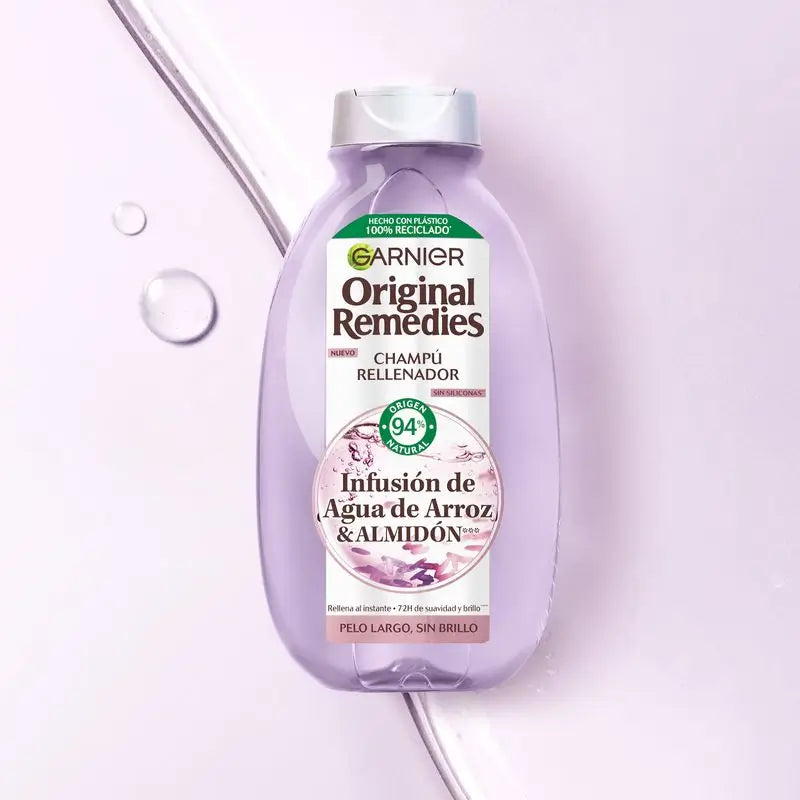 Garnier Original Remedies Shampoo ricostituente all'acqua di riso per capelli lunghi e privi di lucentezza