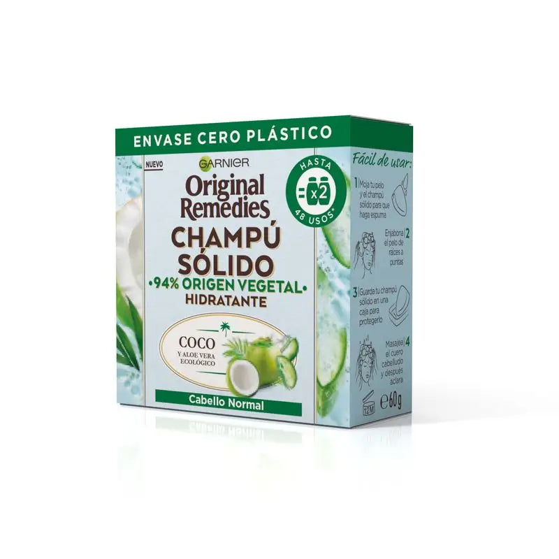Garnier Original Remedies Shampoo solido - Cocco e Aloe Vera Bio Per capelli normali, radici grasse