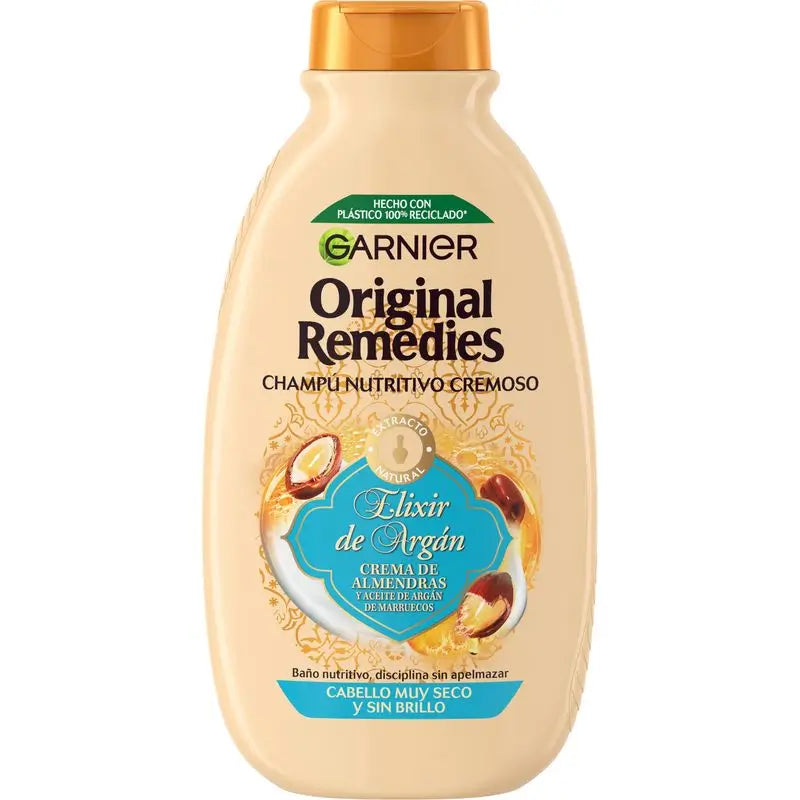 Garnier Original Remedies Argan Elixir Shampoo Cremoso Nutriente Senza Silicone Per Capelli Molto Secchi e Lucidi 300 Ml