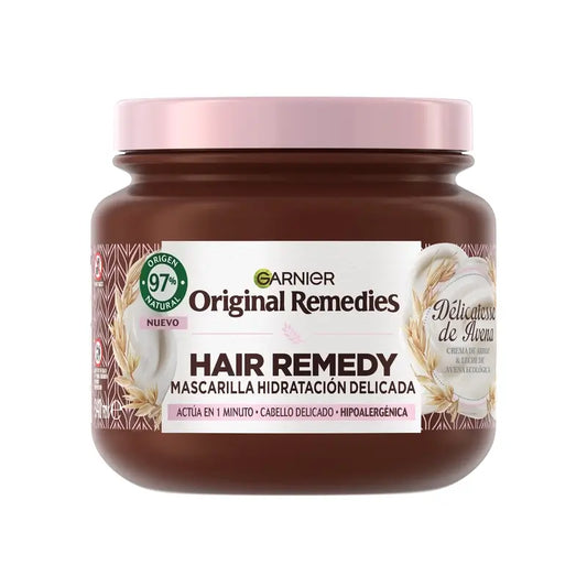 Garnier Original Remedies Maschera idratante ipoallergenica con crema di riso e latte d'avena biologico, 340ml