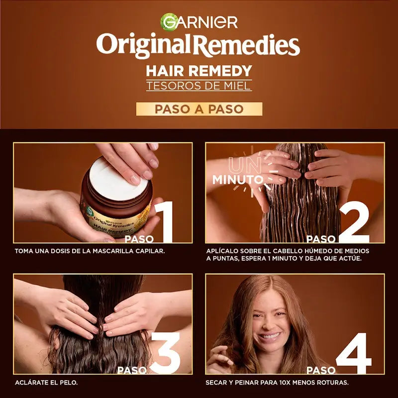 Garnier Original Remedies Maschera riparatrice per capelli con miele d'acacia e cera d'api, 340 ml
