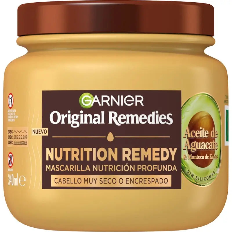 Garnier Original Remedies Maschera ultra nutriente per capelli con olio di avocado e burro di karité, 340 ml